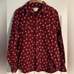 EUC⚡️Obey Propaganda Burgundy Graphic Twill Button Shirt Men M Heavyweight
